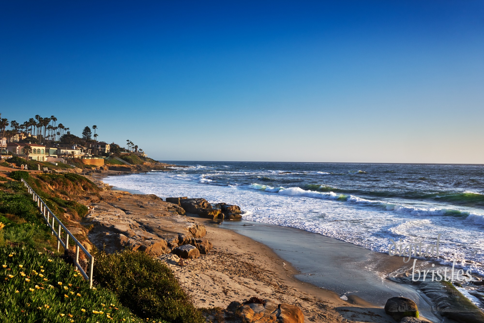 Early on a Spring evening at the rocks at San Diego's Windansea Beach