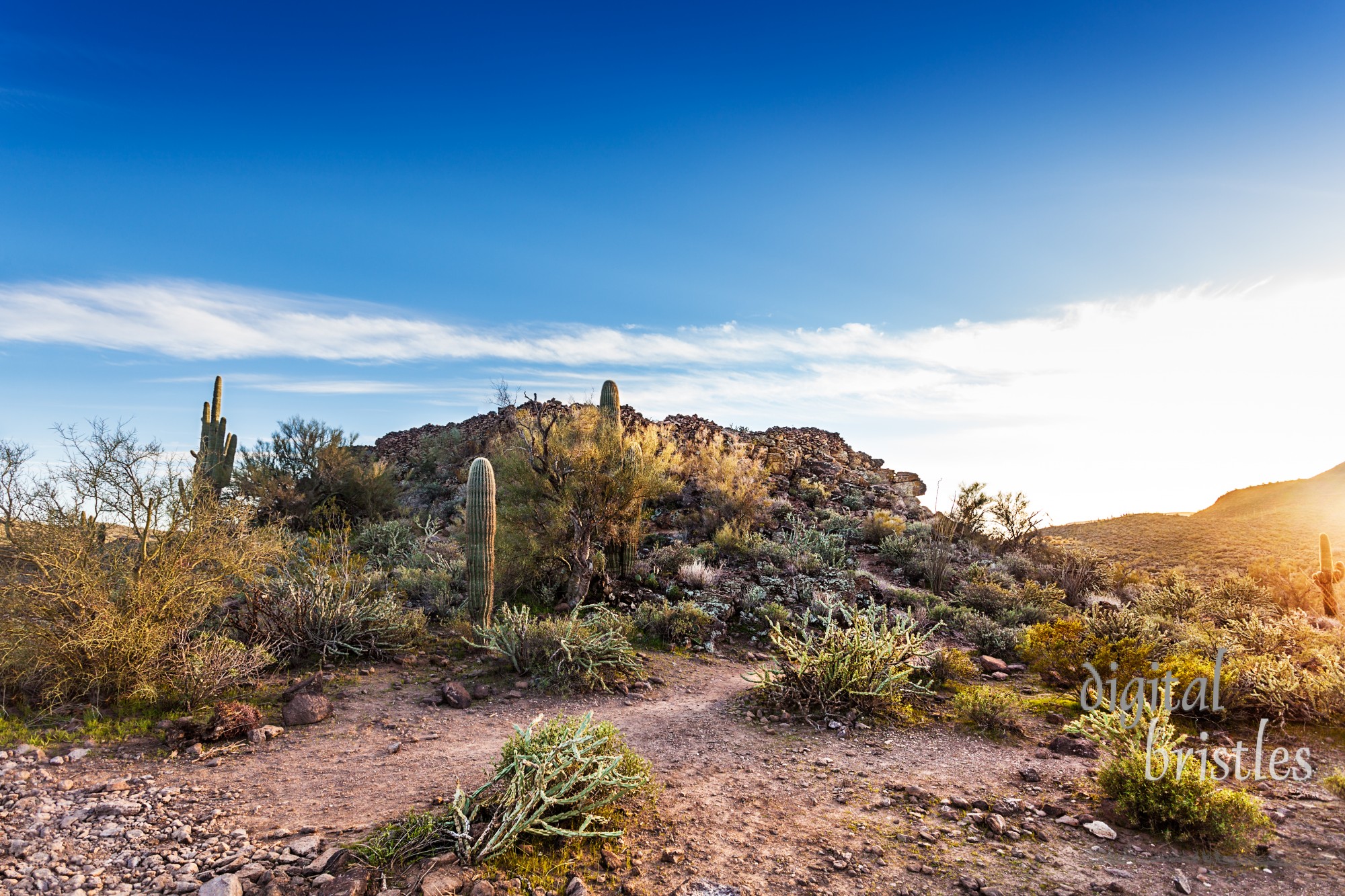 Near off-road trails near Phoenix, Arizona are the remains of an Indian Fort. Table Mesa recreation area