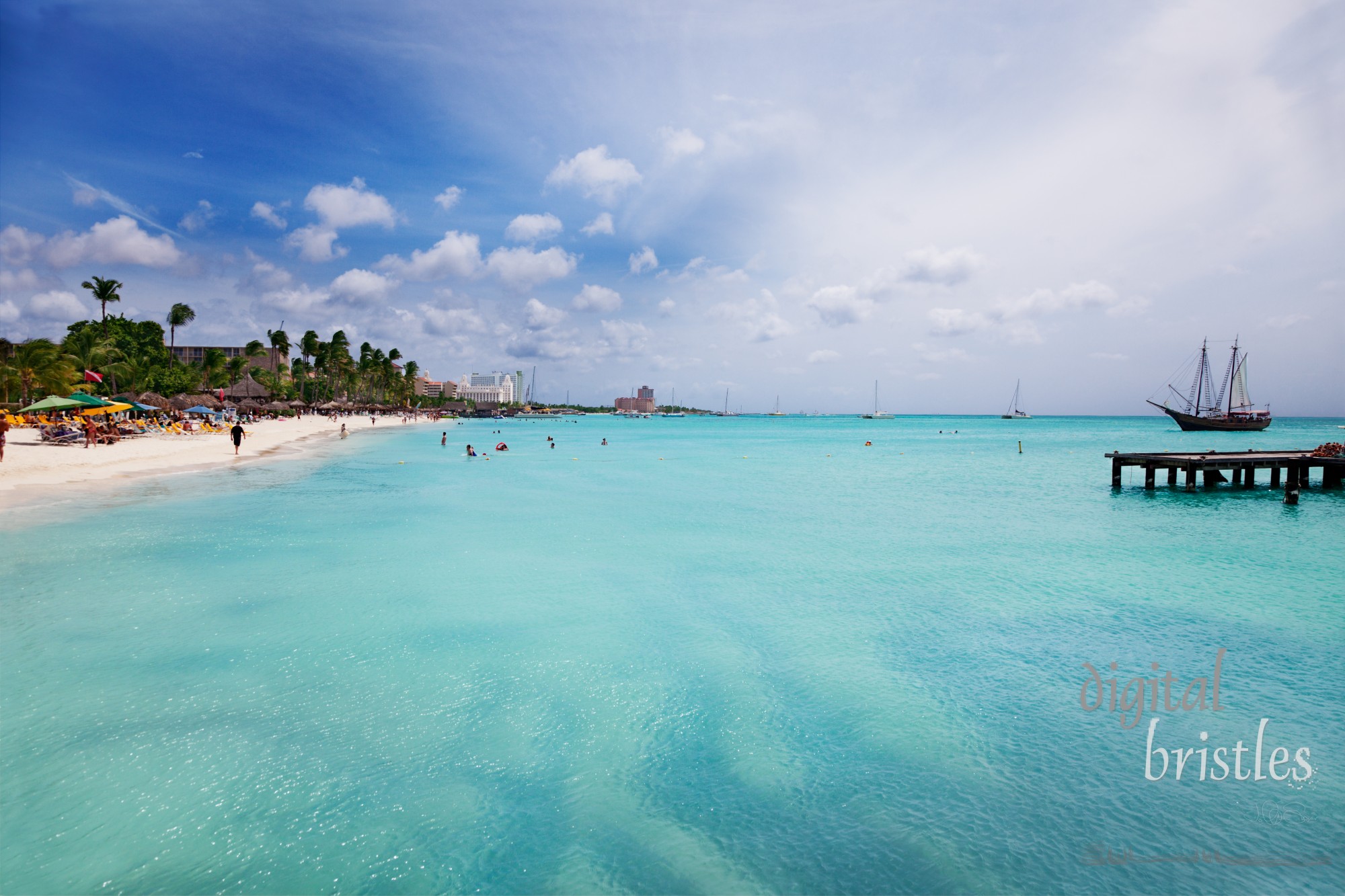 Palm Beach, Aruba, looking south toward Oranjestad