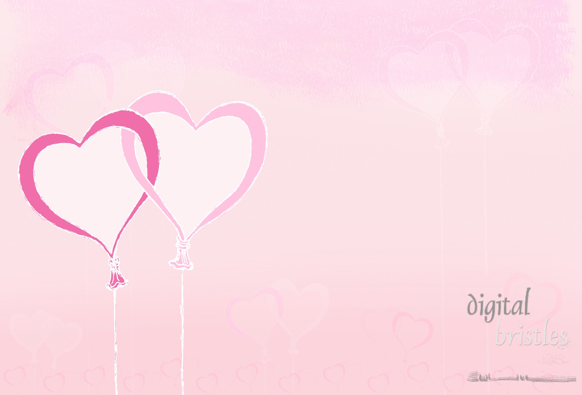 Pink heart shaped balloons with a light pink textured background