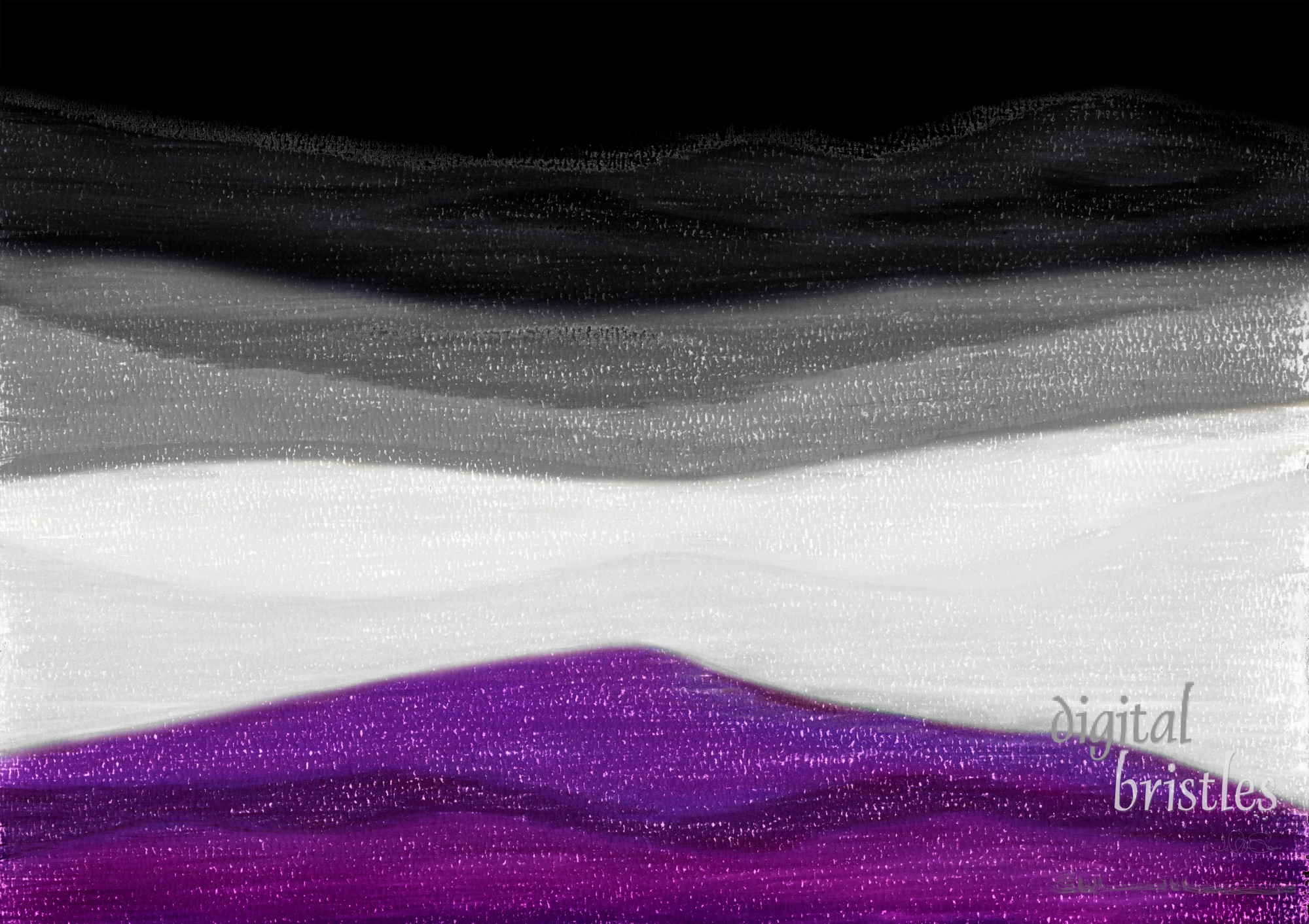 Asexual pride flag colors in a pencil sketch on heavily textured paper