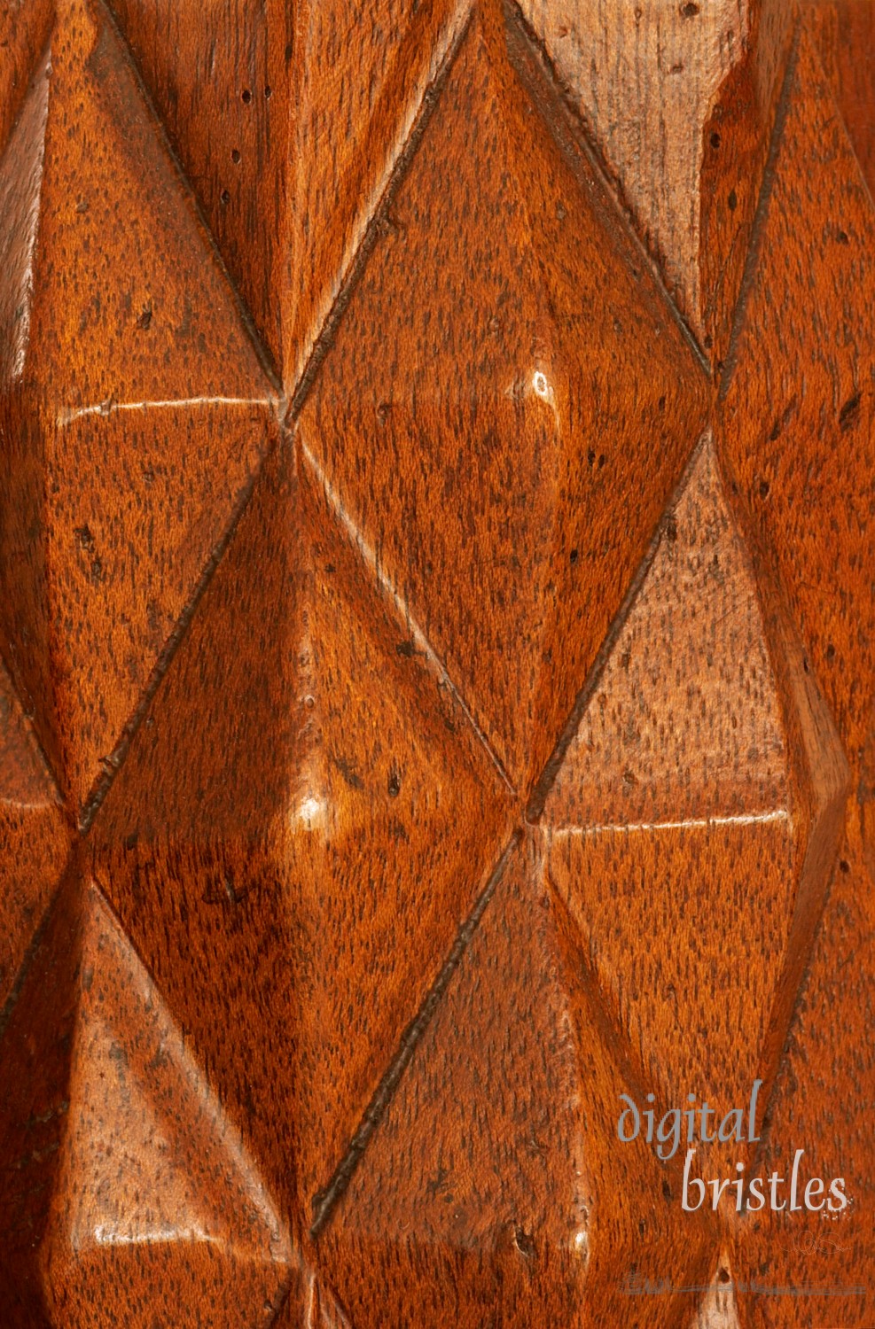 Carved, distressed mahogany