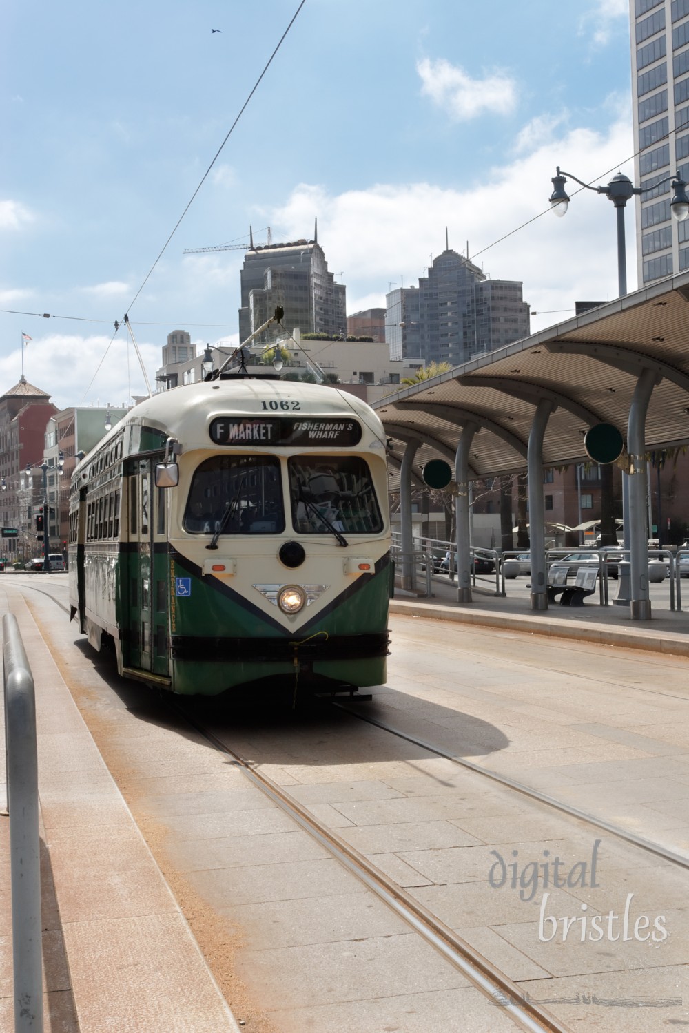 F streetcar at work on the Embarcadero in San Francisco