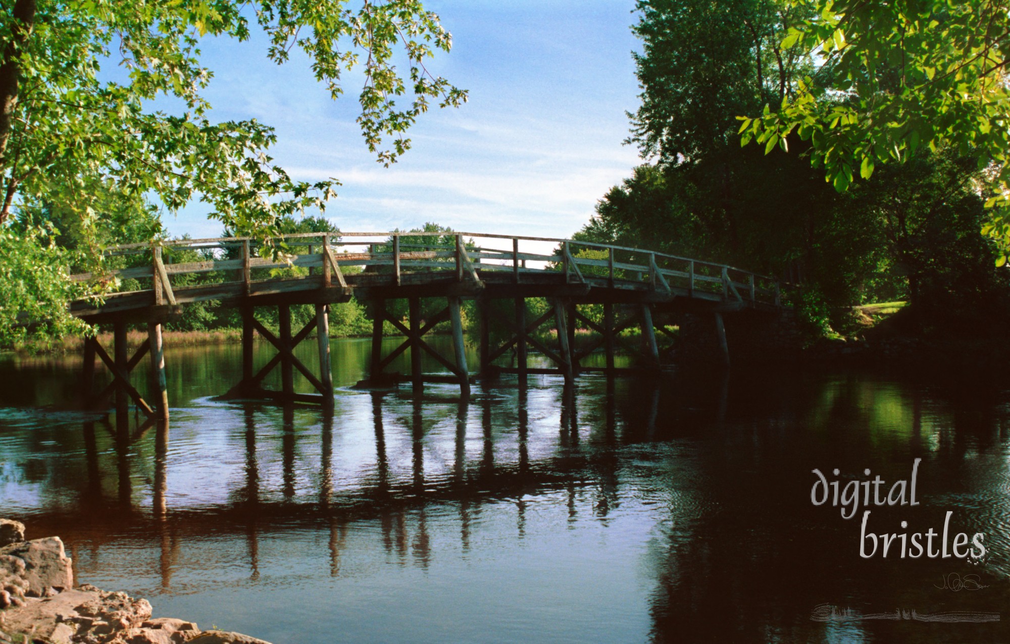 The Old North Bridge, Concord, Massachusetts. Note: scan from 35mm film