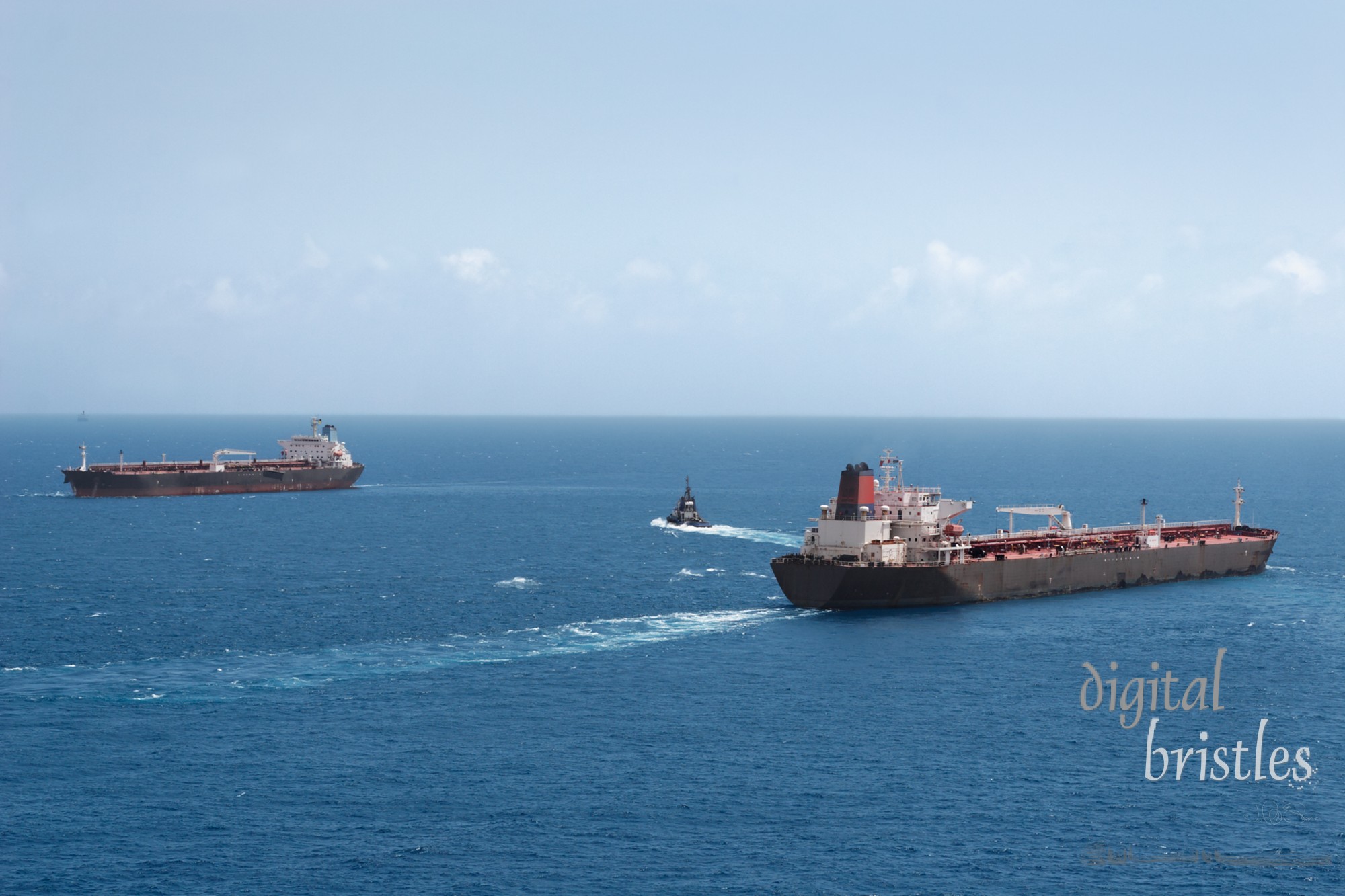 Tankers heading out and in to port (Curacao)