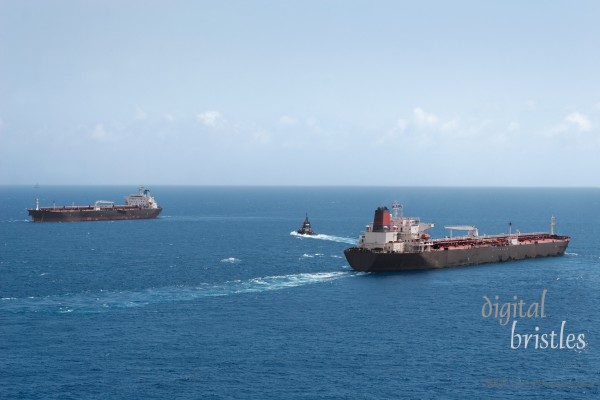 Tankers heading out and in to port (Curacao)