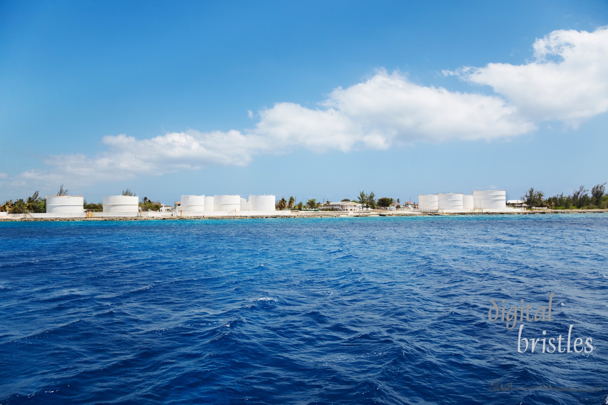 Fuel storage tanks on the coast near Georgetown, Grand Cayman