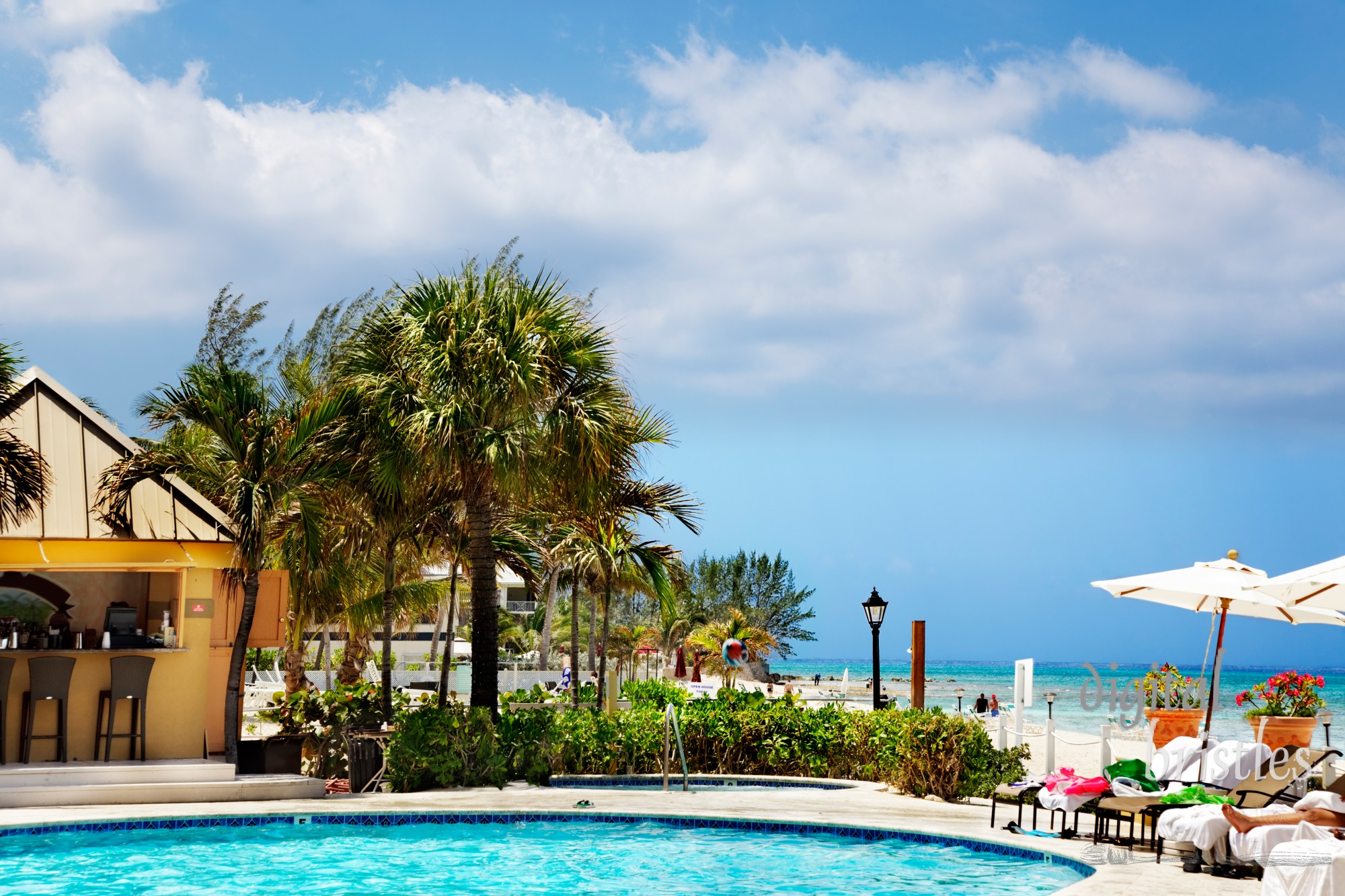 Relaxing at the beachside pool in a Caribbean resort