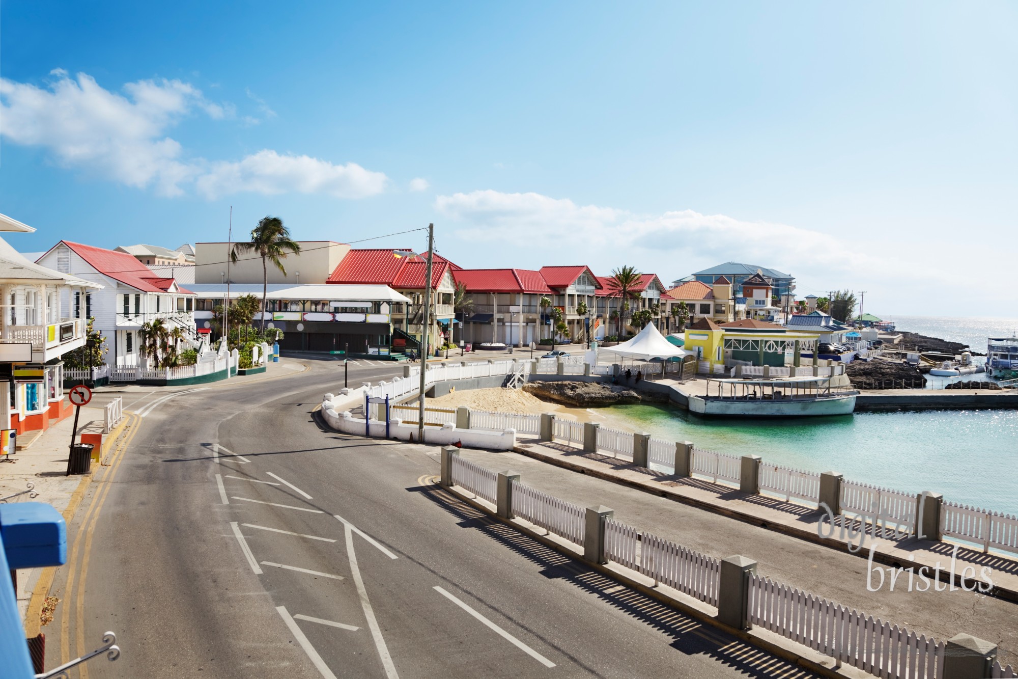 Harbor front road through Georgetown, Grand Cayman