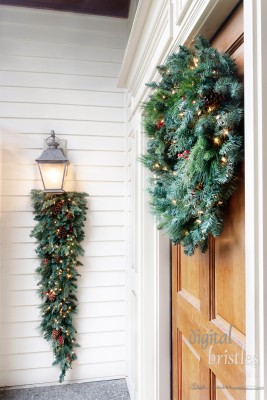 Front porch decorated for the holidays