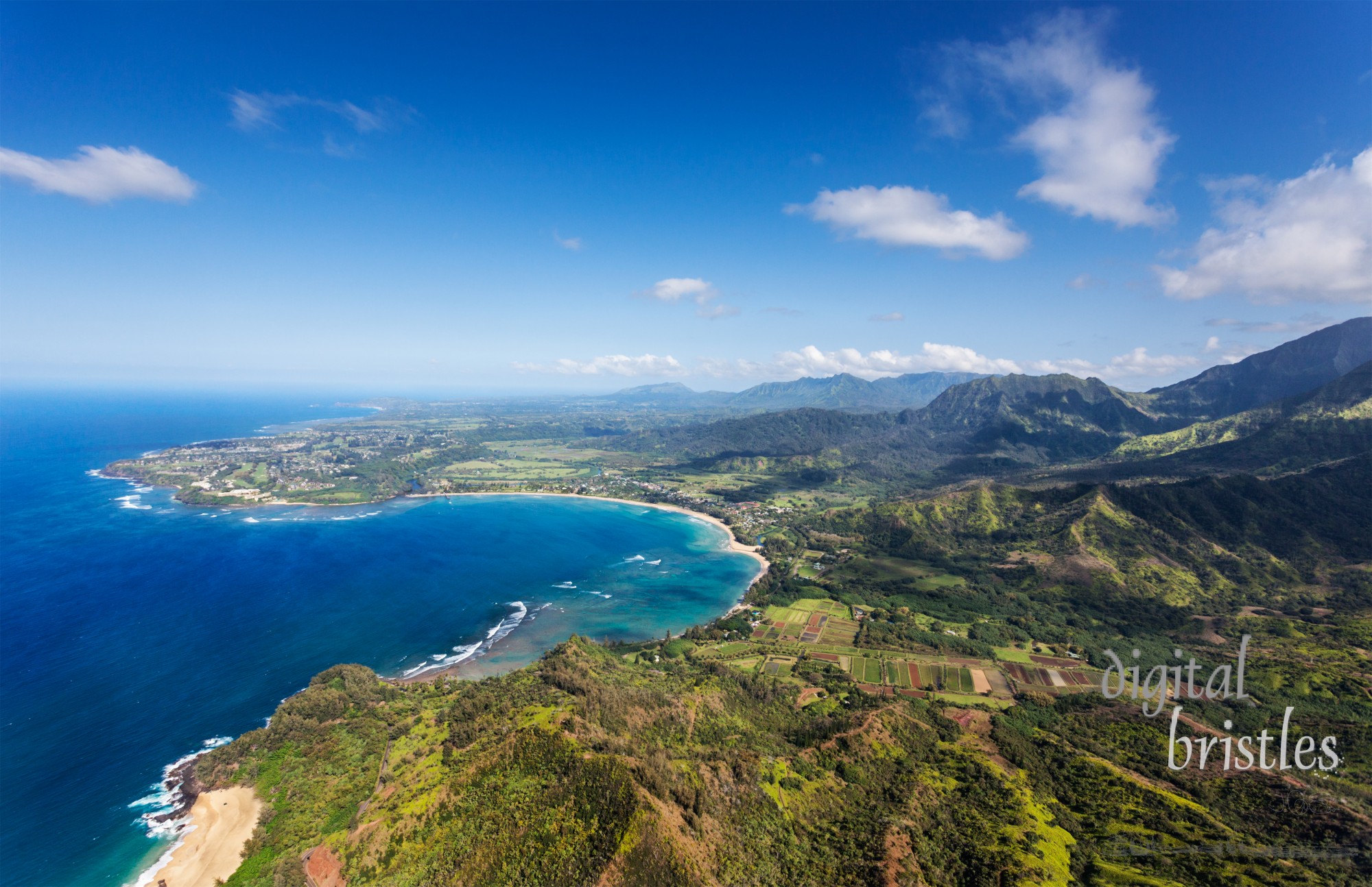 Hanalei Bay and surrounding coast on the north shore of Kauai, Hawaii