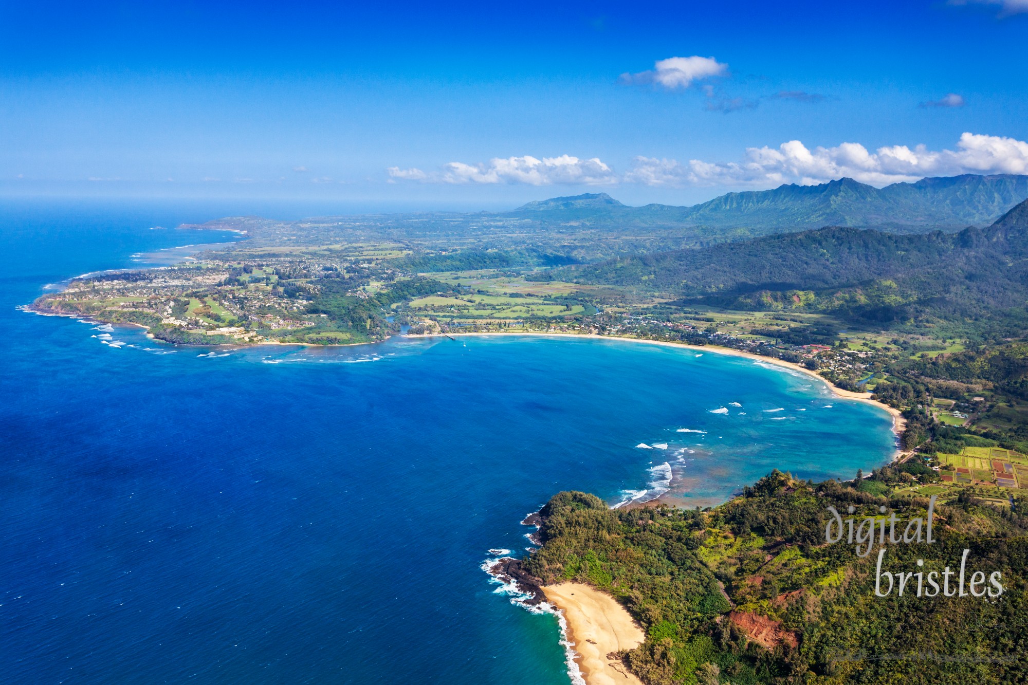 Scenic Hanalei Bay on the north shore of Kauai, Hawaii