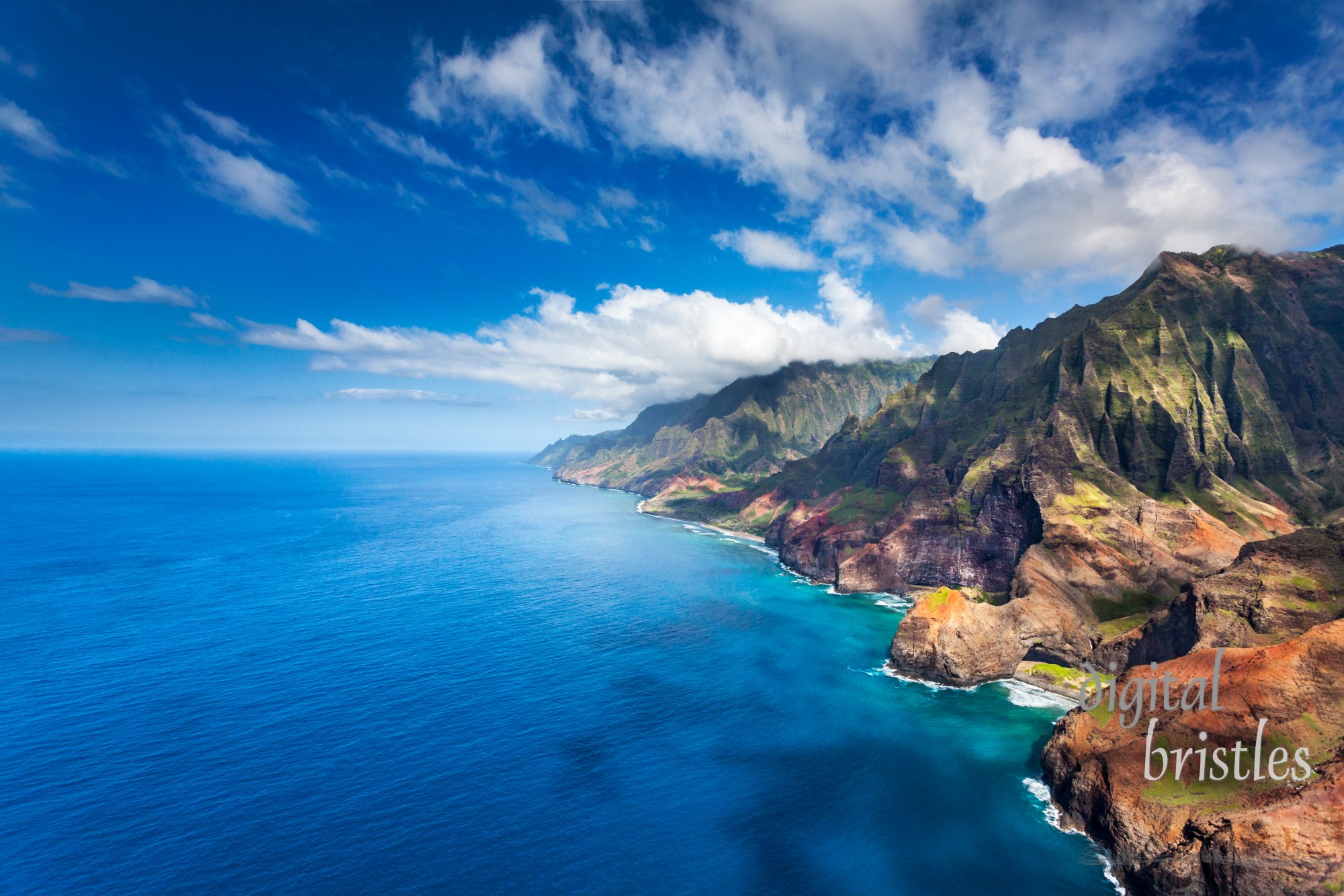 Honopu and Kalalau Beaches on the rocky Na Pali coast, Kauai, Hawaii