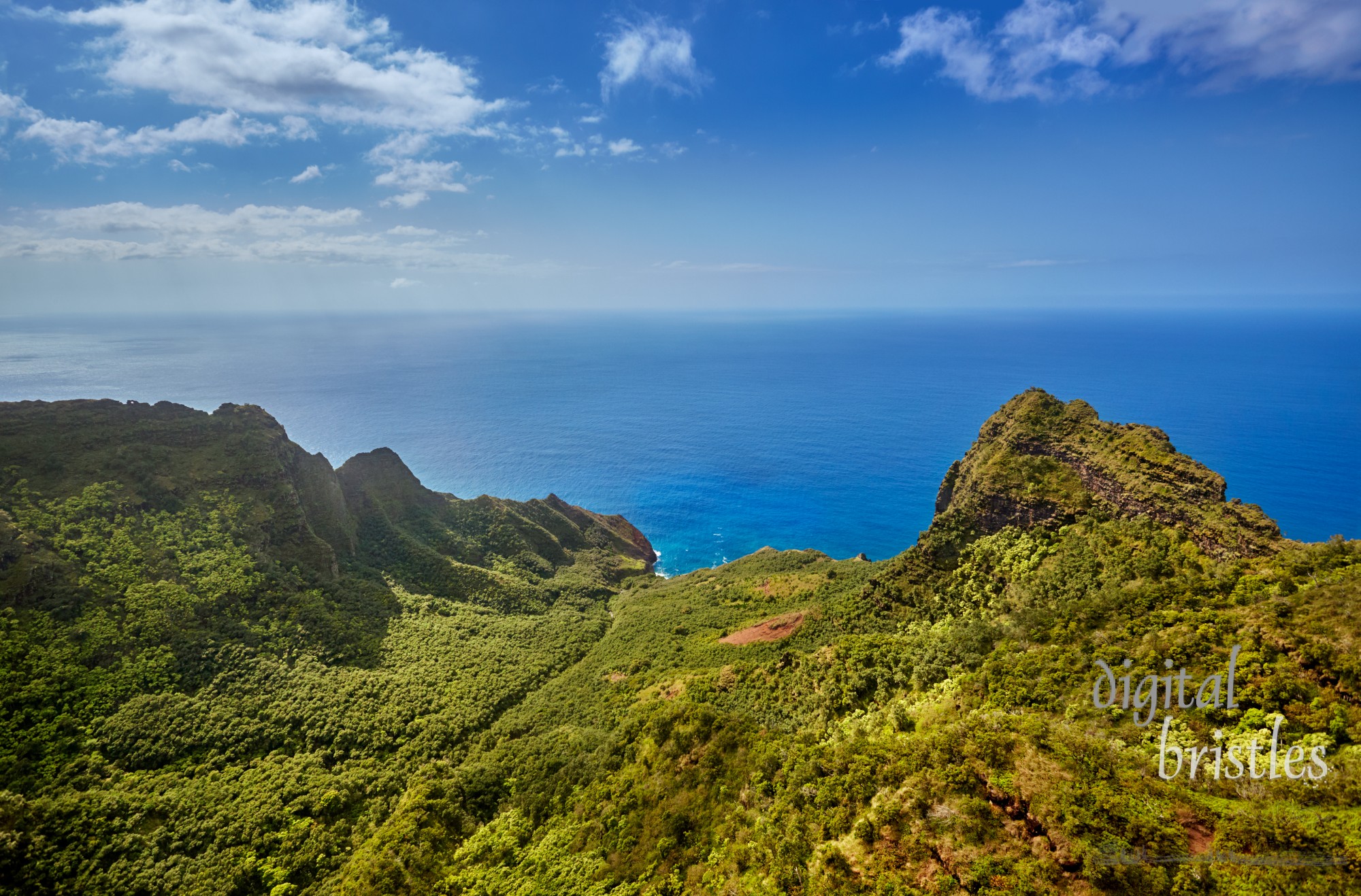 River valley along the Na Pali coastline, Kauai, Hawaii