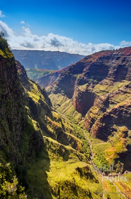 Steep canyon walls in Waimea Canyon, Kauai, Hawaii