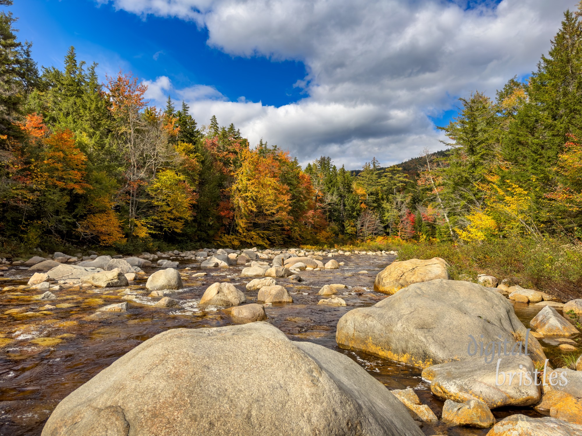 Fast-moving Swift River near Rocky Gorge Scenic Area on the Kancamagus Highway, New Hampshire