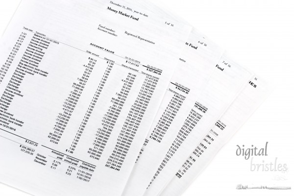 Money Market fund statements - year end savings and investments with transaction detail