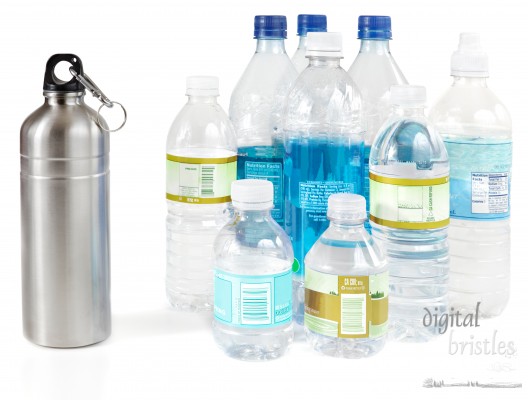 Reusable water bottle instead of piles of disposable plastic water bottles