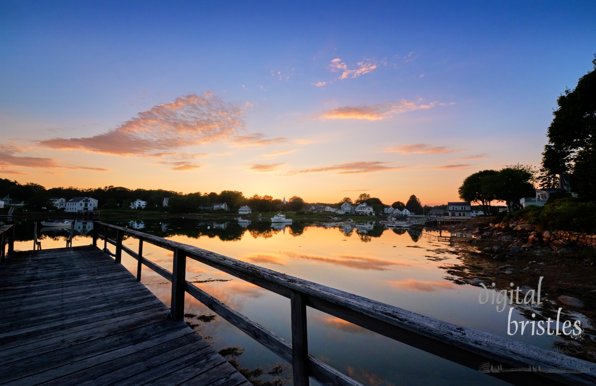 Sunset view of Cape Porpoise, Maine, on a calm Summer night