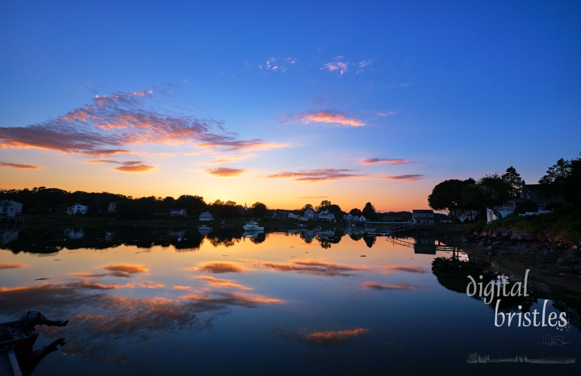 Still waters and vivid colors at sunset, Cape Porpoise, Maine