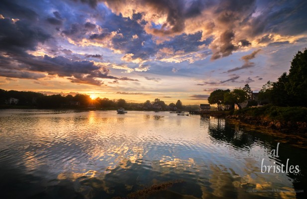 Storm clouds clear in time for sunset in Cape Porpoise, Maine