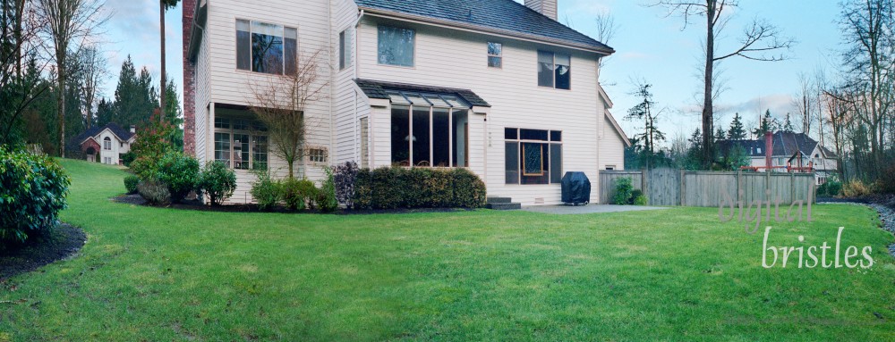 Suburban home rear view prior to starting remodeling work. Note scanned from 35mm film